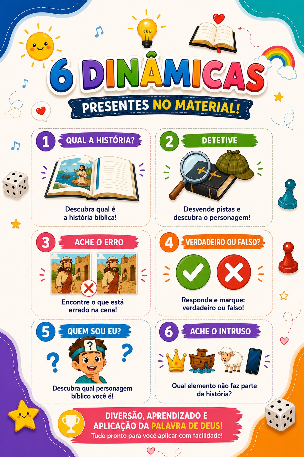 Exemplos de dinâmicas bíblicas ilustradas