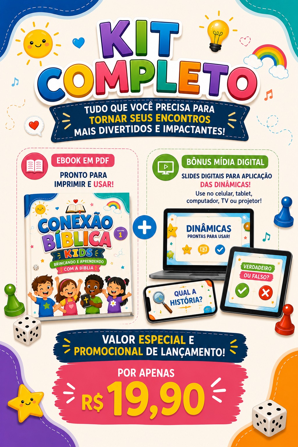 Capa e conteúdo do e-book Conexão Bíblica Kids